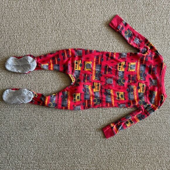simple joys/carters firefighter footie pjs, 12 mos, like new - Picture 5 of 6